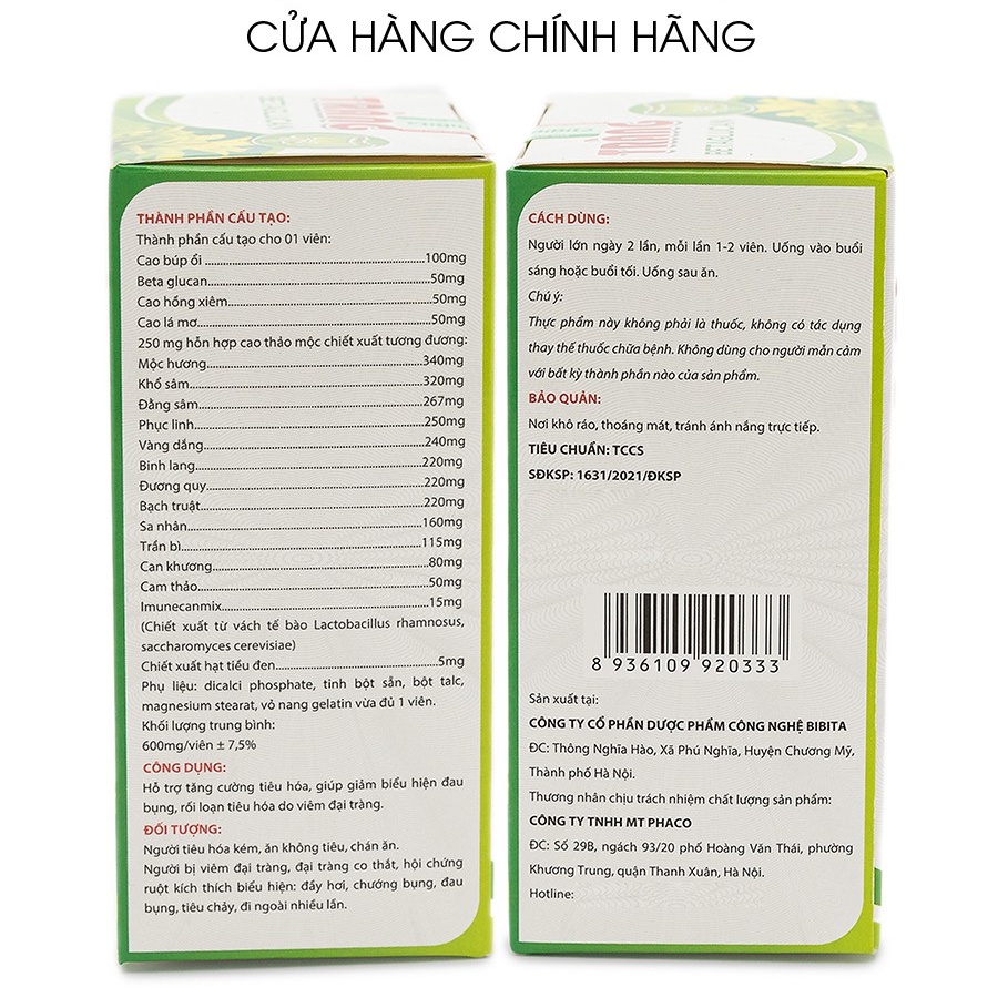 Viên uống Tràng Betaglucan giảm đau viêm đại tràng - Hộp 60 viên