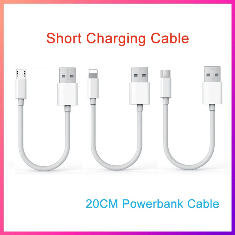 Dây cáp sạc USB ngắn 20-25cm thích hợp cho iPhone và điện thoại Android Type C