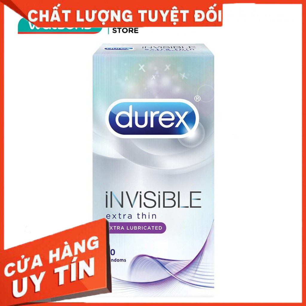 Bao Cao Su Durex Invisible Extra Thin/Lubri 10 cái/Hộp