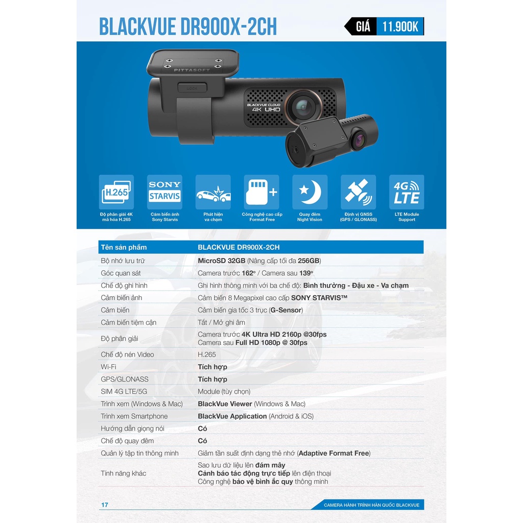 Camera hành trình ô tô 4K Blackvue DR900X-2CH | BigBuy360 - bigbuy360.vn