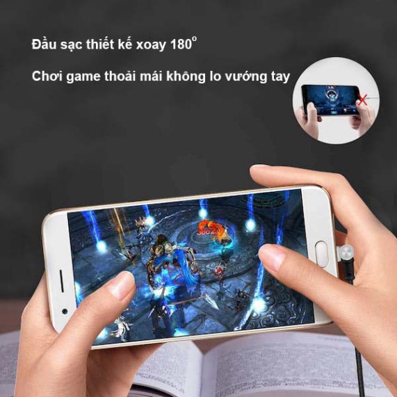 [ SIÊU PHẨM ] SẠC NAM CHÂM THÔNG MINH 180º - CHỐNG VƯỚNG TAY XOAY 180º - 3 ĐẦU SẠC IPHONE/ANDROID/TYPE-C