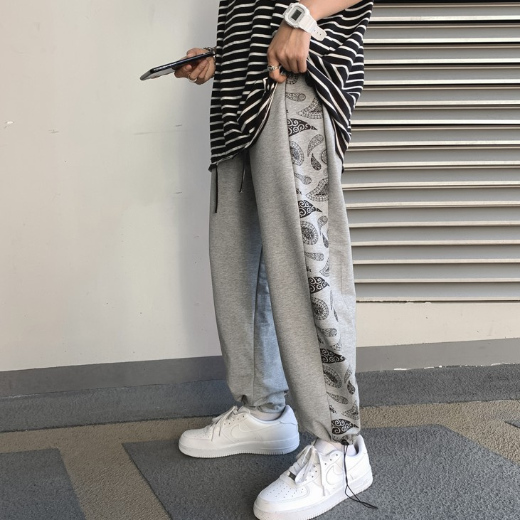 Quần ống rộng họa tiết hoa phong cách thể thao mùa hè mới cho nam và nữ