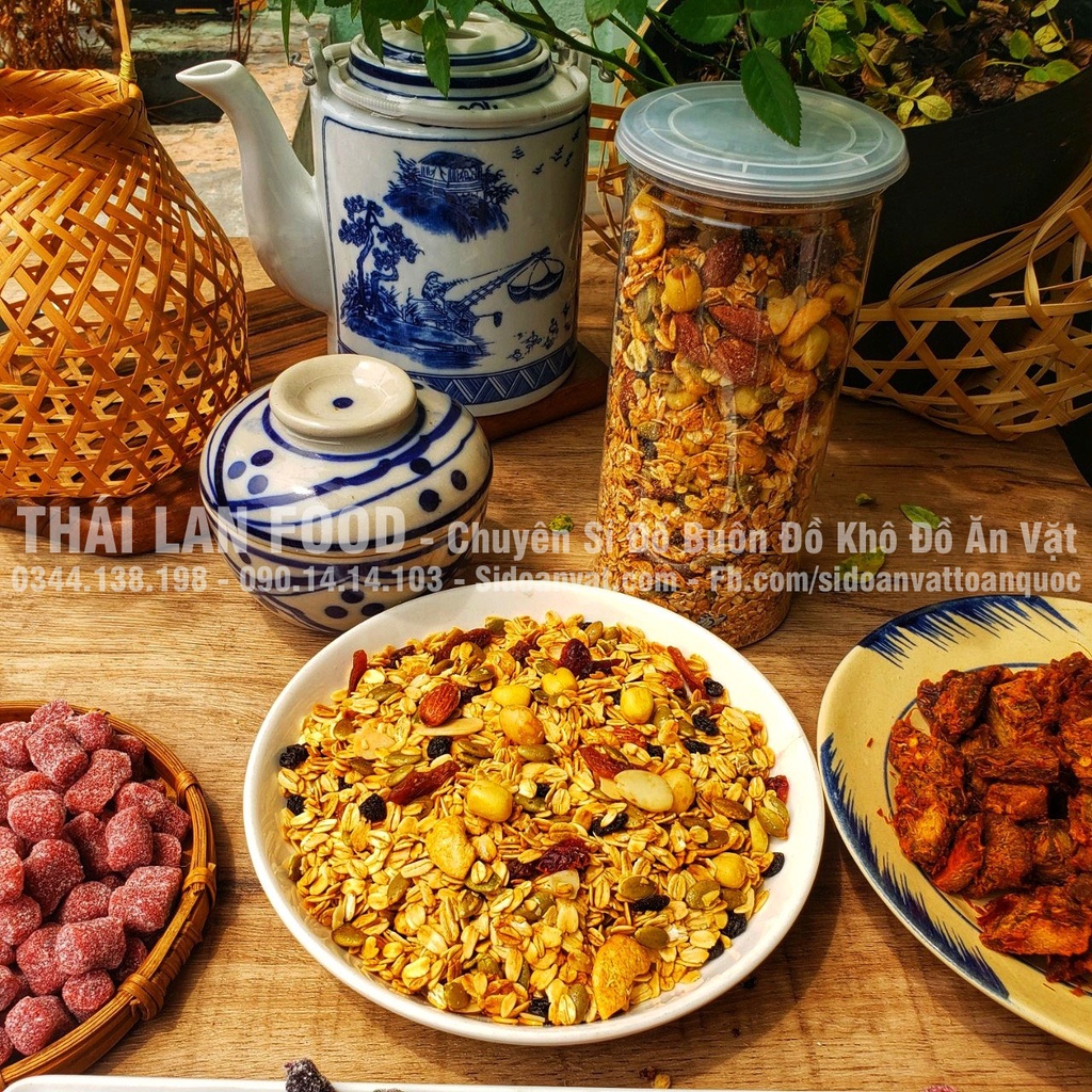 Granola Siêu Hạt Sấy Mật Ong - Ăn Kiêng Giảm Cân - Siêu Ngon - Lon 500Gram