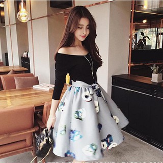 Đầm xòe, Đâm thời trang nữ xòe họa tiết hoa đẹp