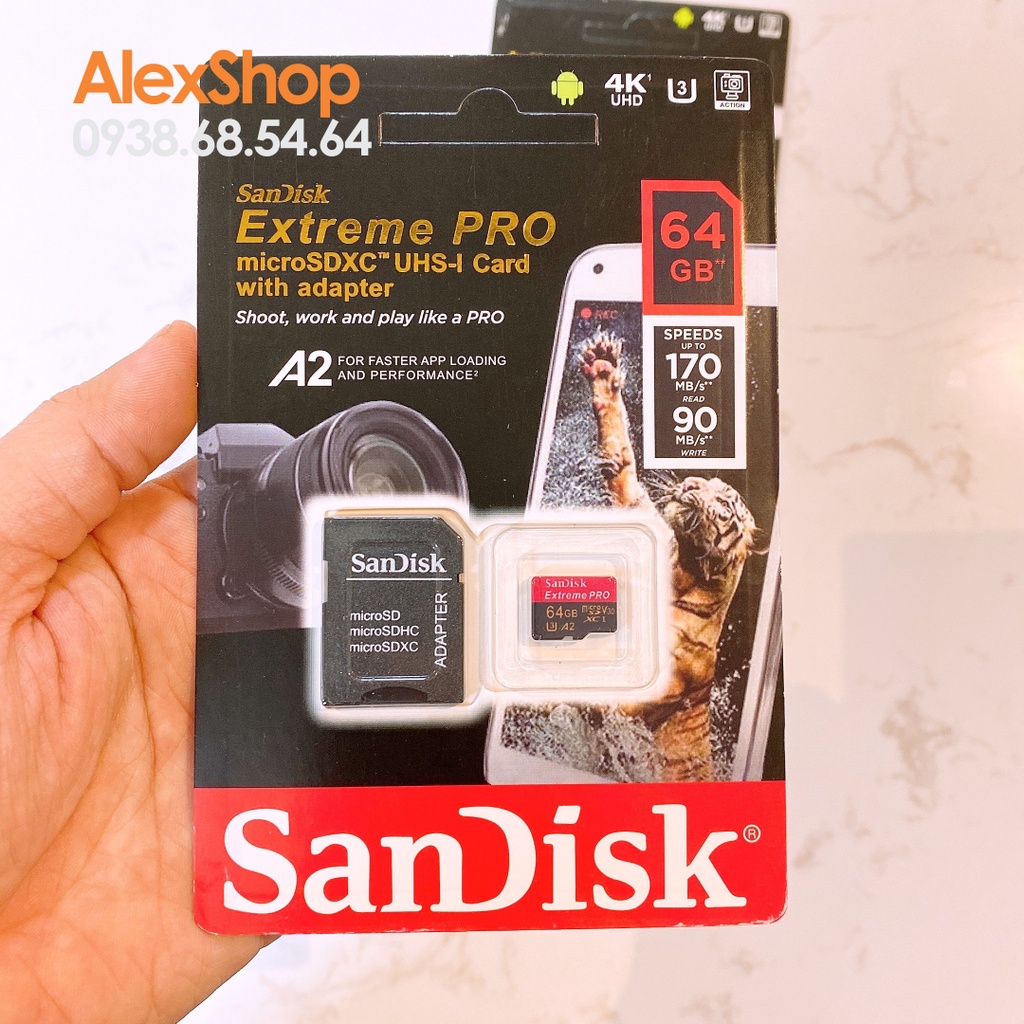 [Có Adapter] Thẻ Nhớ MicroSD SanDisk Extreme Pro A2 U3 V30 170M/s 32Gb/ 64Gb/ 128Gb