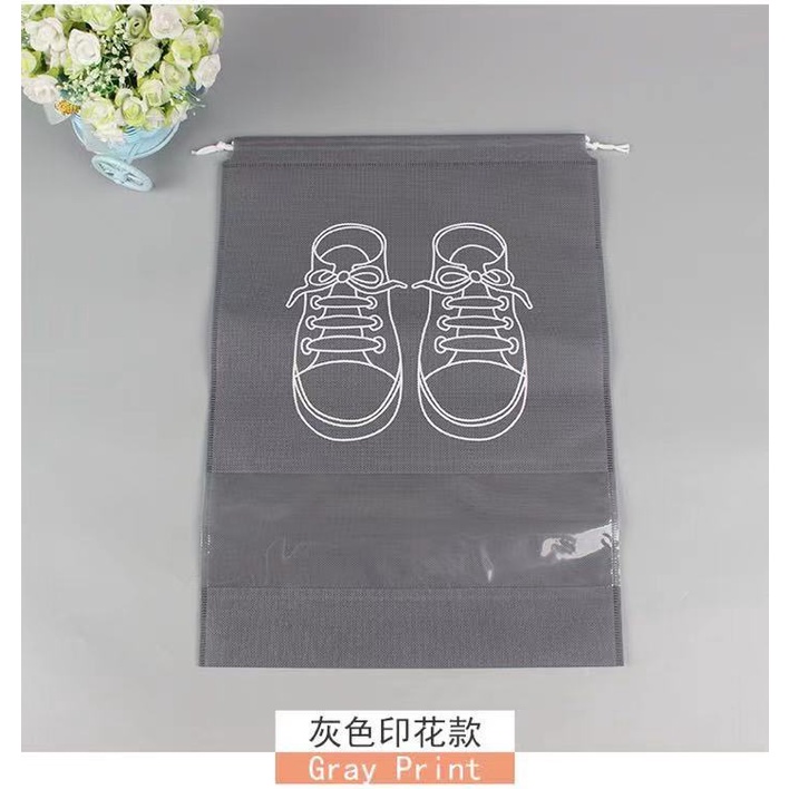[HCM]  Túi Vải Đựng Giày Dép Dây Rút Chống Bẩn Du Lịch Size Lớn Với Họa Tiết Thiết Kế Đẹp Mắt 44x32cm | 36x27cm