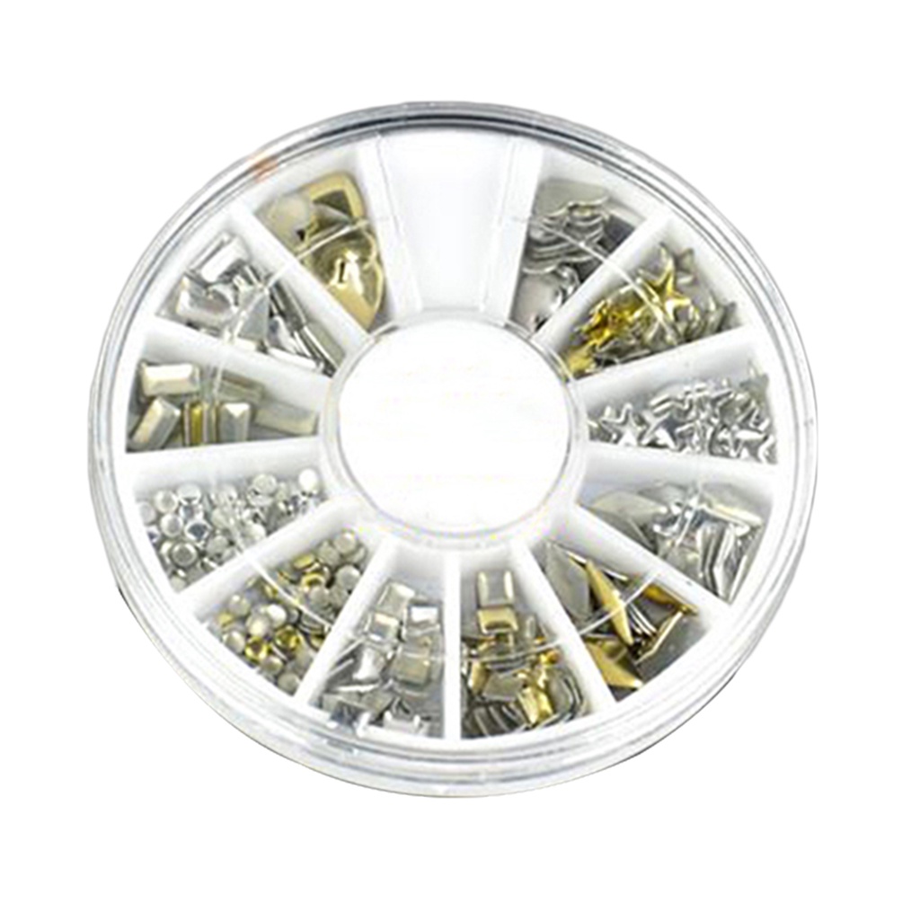 Bộ 120 Miếng Dán Trang Trí Móng Tay Bằng Kim Loại Màu Vàng / Bạc Thời Trang Cho Nữ