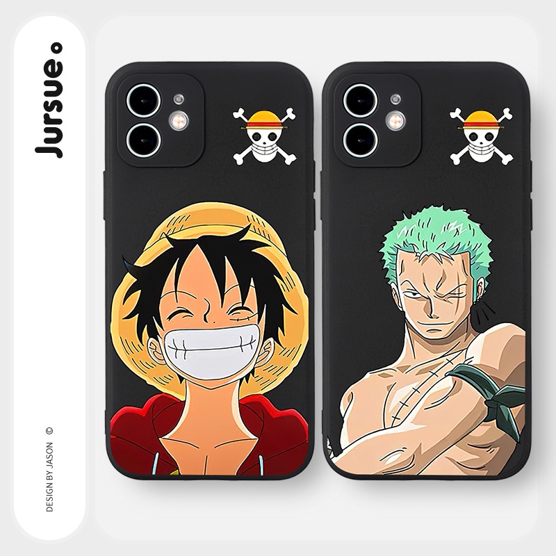 Ốp lưng JURSUE mềm chống bẩn hoạt hình độc lạ đen Cho iPhone 14 13 12 11 Pro Max SE 2020 X XR XS 8 7 ip 6S 6 Plus Y2166