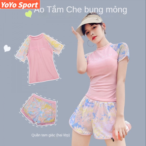 Bộ Đồ Bơi Thể Thao Tay Ngắn Che Phủ Bụng Dành Cho Nữ Sinh