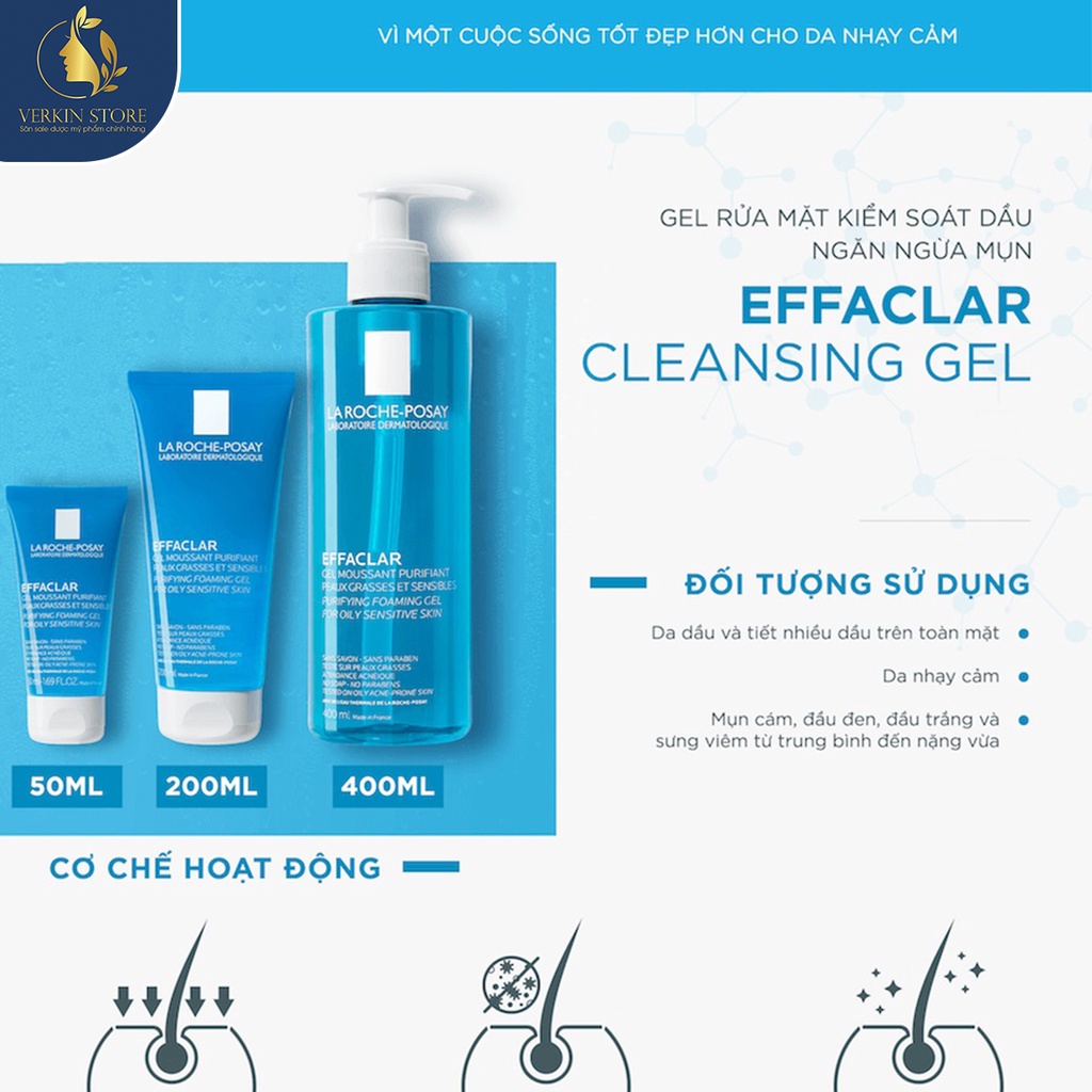 Sữa rửa mặt La Roche-Posay Effaclar tạo bọt cho da dầu nhạy cảm  - Verkin Store