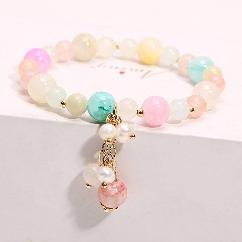 Vòng Tay ♈️  Vòng Tay May Mắn Xỏ Hạt Pha Lê Hình Hoa Đào Thời Trang Hàn Quốc Dành Cho Nữ | BigBuy360 - bigbuy360.vn