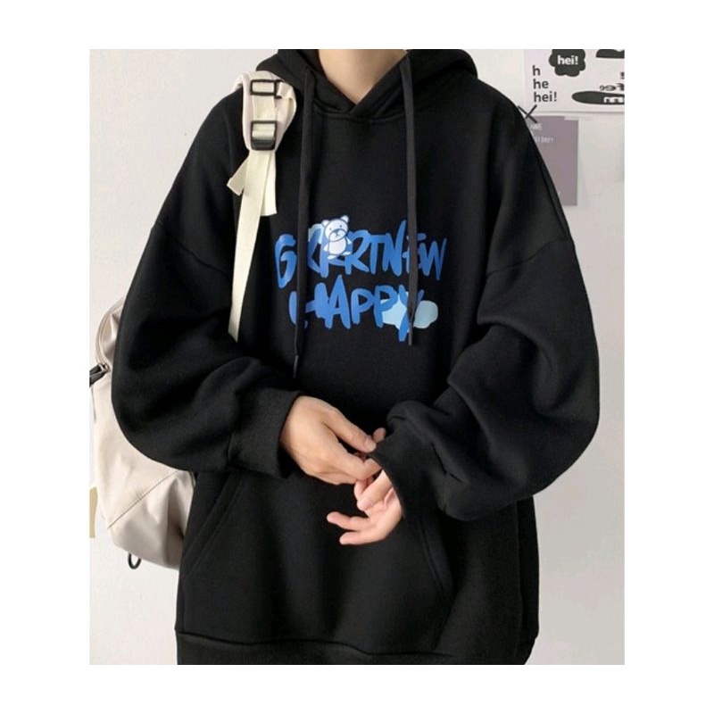 Mẫu áo hoodie gấu chữ happy, sản phẩm áo hoodie  N&amp;C_shop NC0010