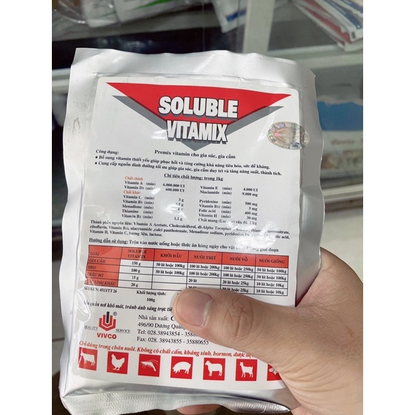 Vitamin tổng hợp cho gia súc gia cầm gói 100gram