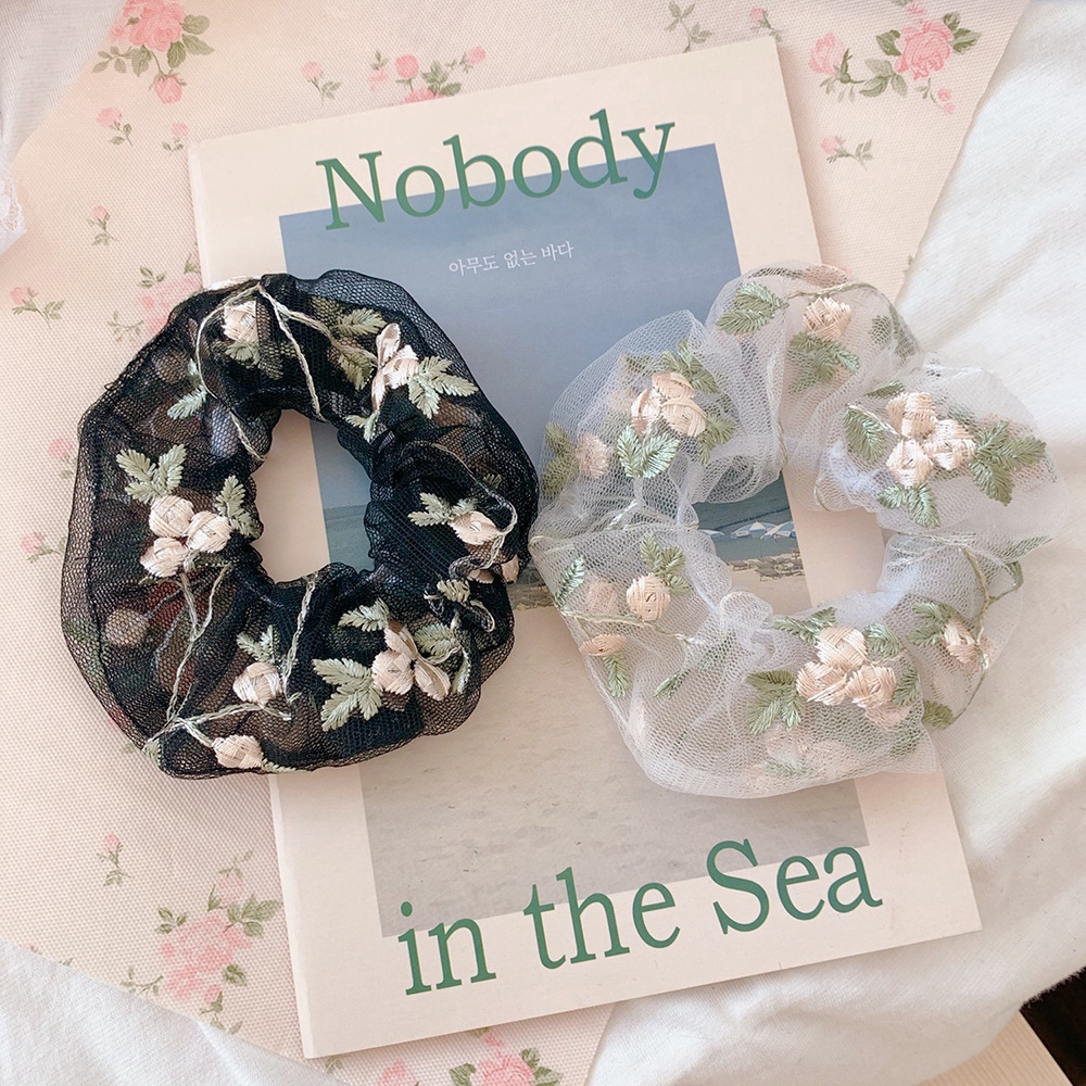 Dây buộc tóc hoa vải lưới xinh xắn dễ thương cho nữ