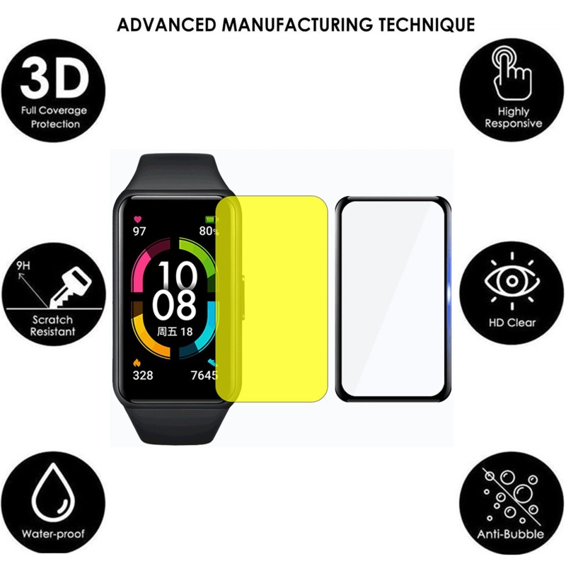 Set 2 Miếng Dán Cường Lực Bảo Vệ Màn Hình Cho Huawei Honor Band 6 Thông Minh