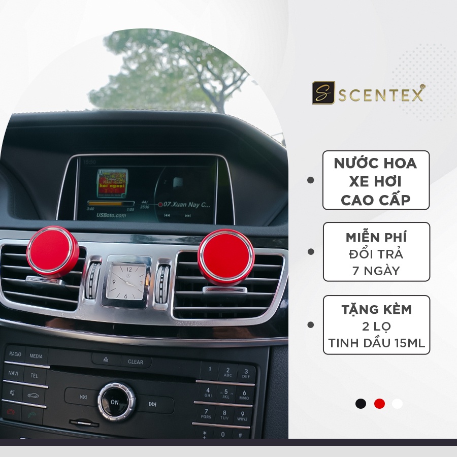 Nước hoa xe hơi cao cấp Scent BoxMini, khử mùi chống say xe, thoải mái tinh thần, tặng kèm tinh dầu, Thương hiệu Scentex