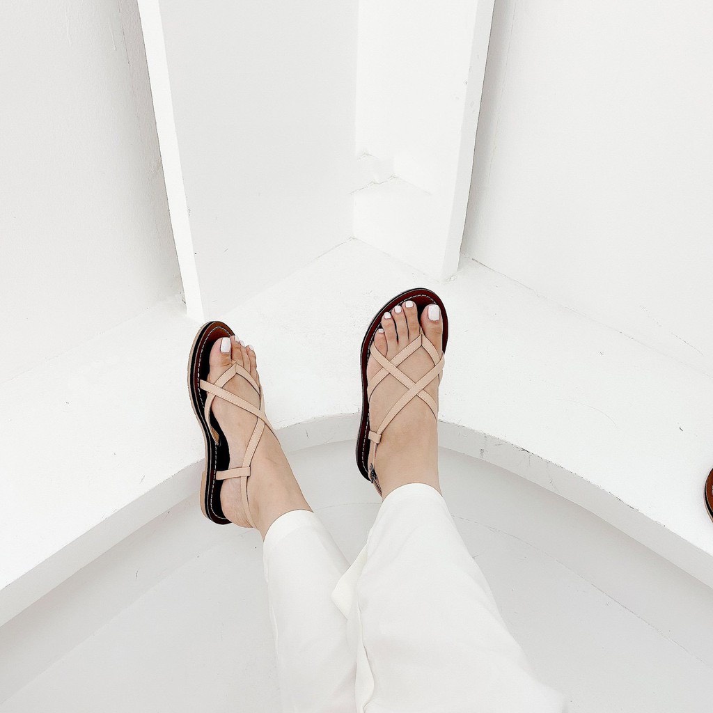 SANDAL NỮ ĐẾ BỆT DÂY CHÉO, SANDAL HỌC SINH CAO CẤP SIZE 35-40 B057