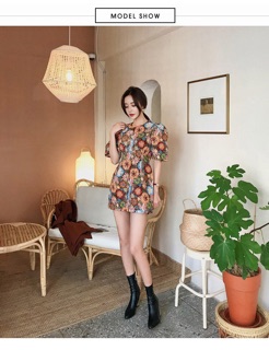 Đầm hoa tay phồng korea