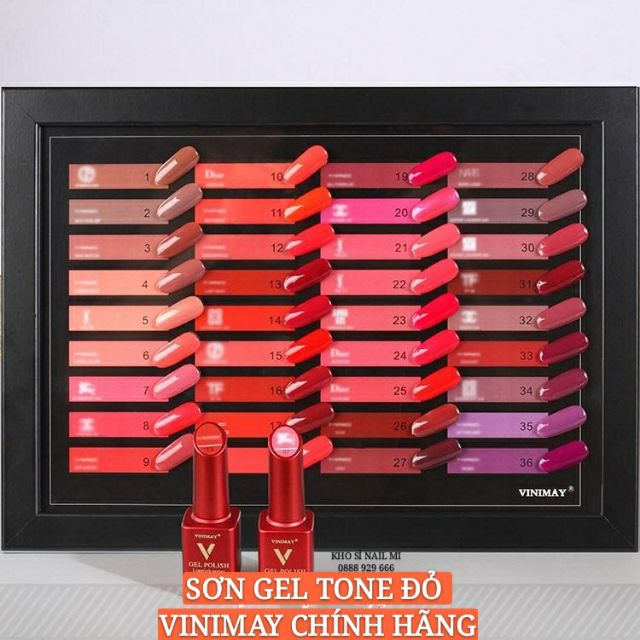 Sơn gel tone đỏ Vinimay chính hãng 36 màu sơn các thương hiệu nổi tiếng (lẻ chai)