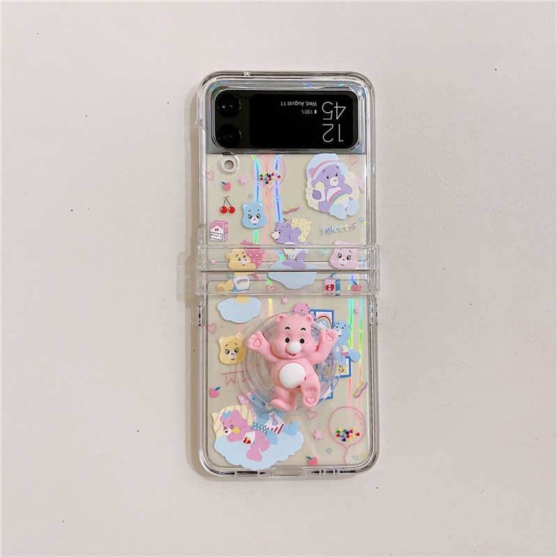 Ốp Điện Thoại PC Cứng Trong Suốt Chống Sốc Hình Gấu Cho Samsung Galaxy Z Flip 3 5G