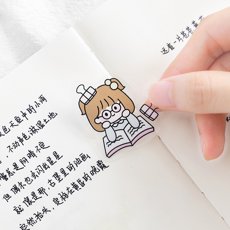 Túi 40 miếng dán trang trí PET chống thấm nước kiểu dáng hoạt hình đáng yêu dành cho sổ tay DIY