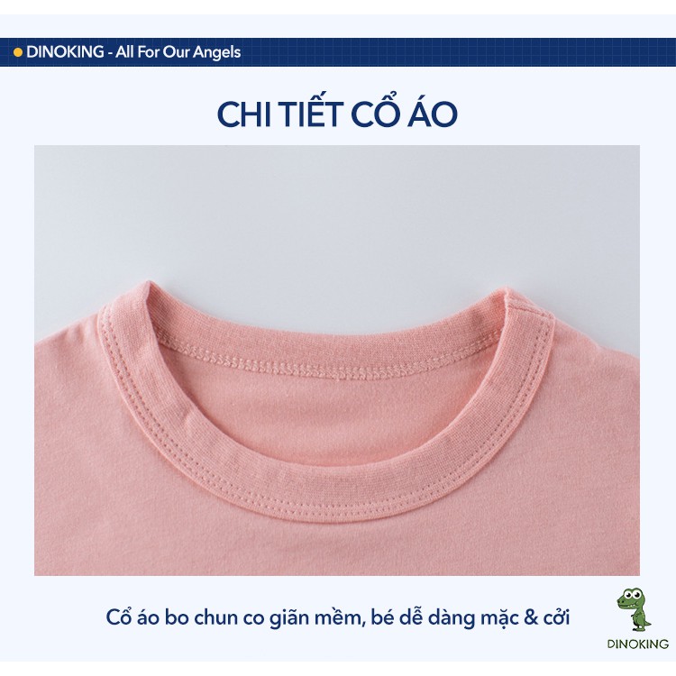 Áo thun cho bé gái DINOKING Áo phông trẻ em tay lỡ mùa hè xuất dư chất cotton mềm mịn cho bé 2 - 8 tuổi AT15