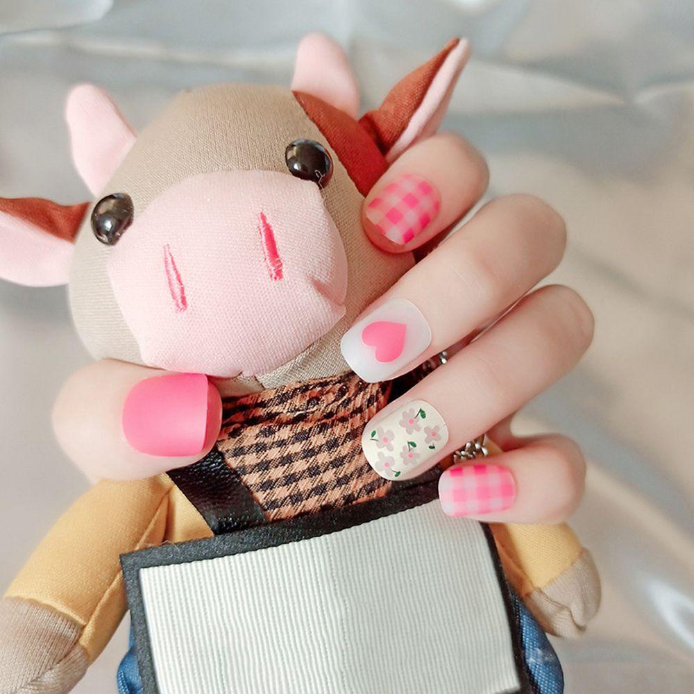 Bộ Móng Tay Giả 3D Hình Nơ Trái Tim Dễ Tháo Rời Phong Cách Nhật Bản