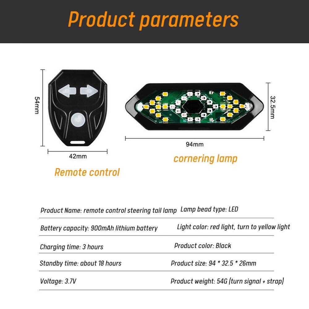 Đèn hậu xe đạp xi nhan/ Đèn xi nhan xe đạp thể thao 5 chế độ sáng, sạc USB