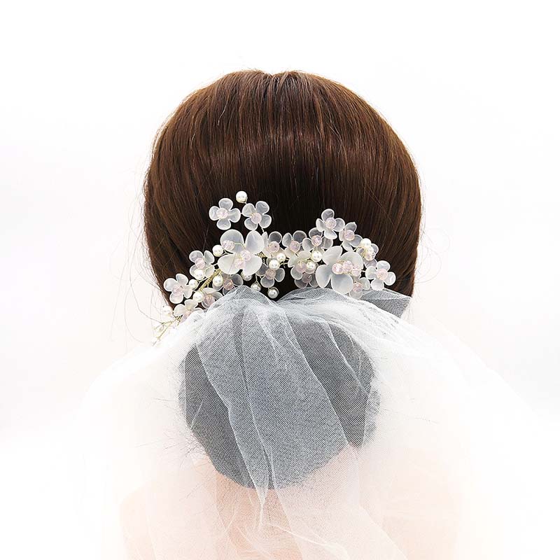 Phụ Kiện Cài Tóc Hình Hoa Đính Ngọc Trai Sang Trọng Cho Cô Dâu