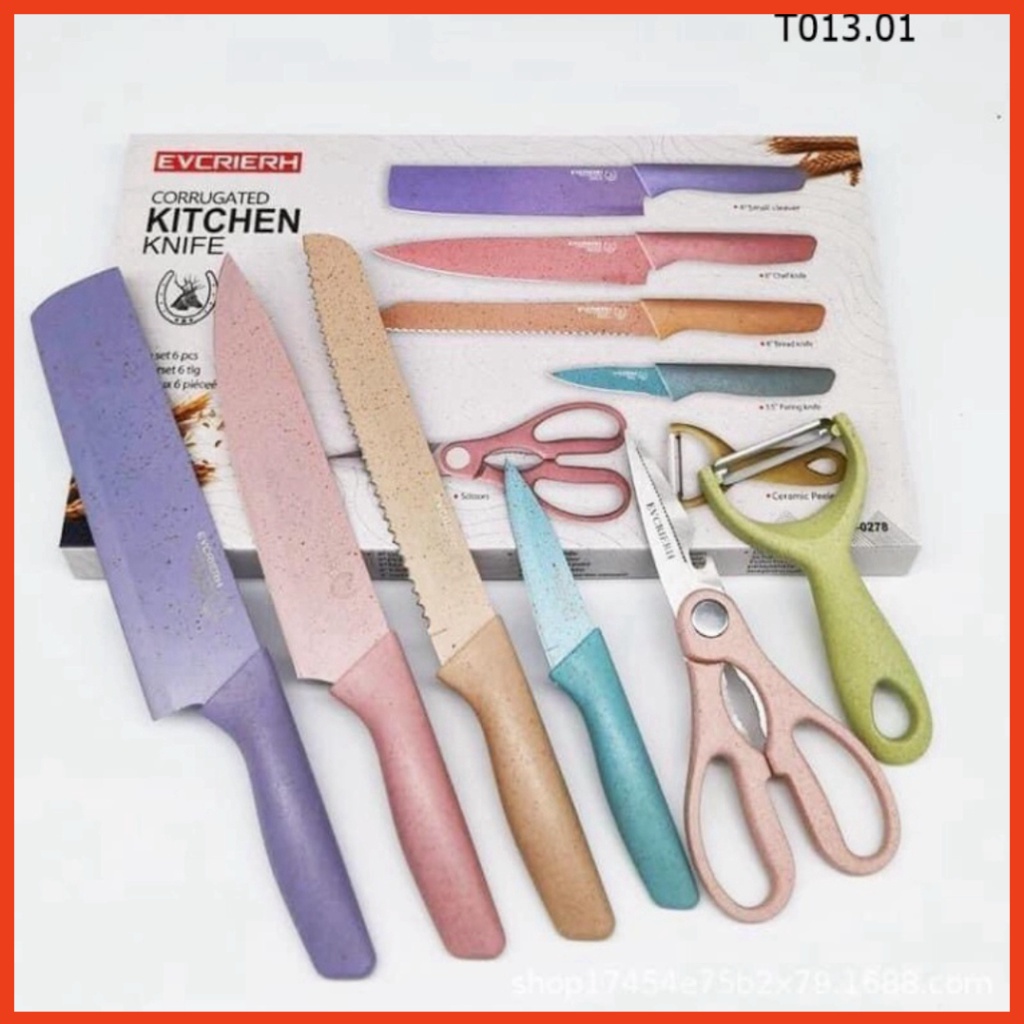 Bộ dao kéo  lúa mạch cao cấp 6 món chi tiết chuyên dụng cho căn bếp