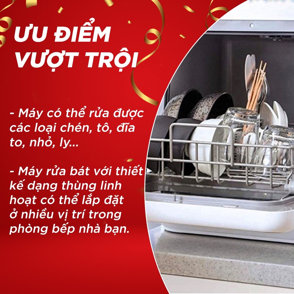 Máy Rửa Bát Siroca SS-M151 Có 6 Chức Năng Thiết Kế Nhỏ Gọn Tiện Dụng Cho Gia Đình