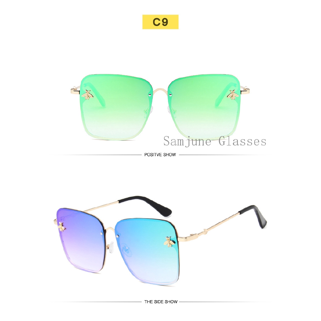 Kính mát cỡ lớn Samjune gọng kim loại màu sắc xinh xắn kiểu dáng cổ điển cho nam và nữ