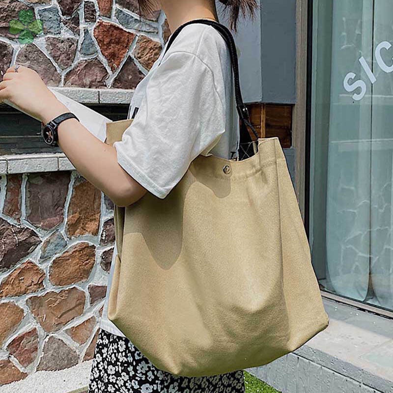 Túi Xách Canvas Màu Trơn Cỡ Lớn Thời Trang Cho Nữ ZY168