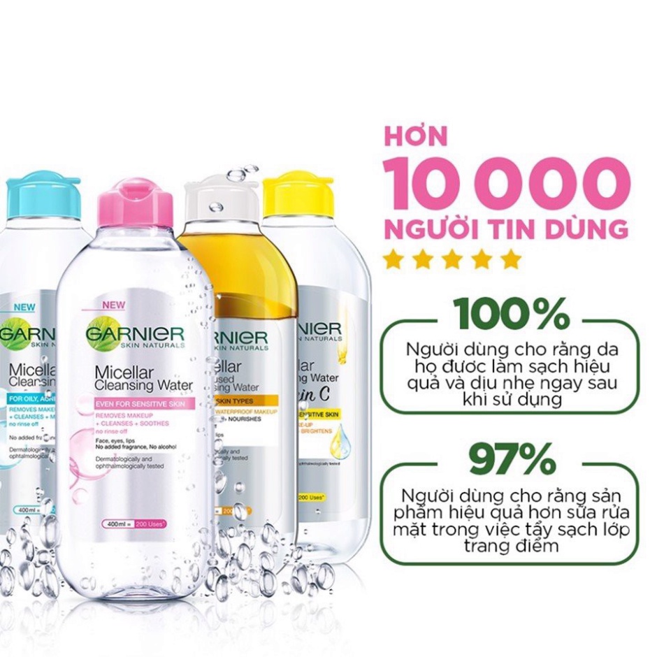 Nước Tẩy Trang Garnier Vitamin C Làm Sáng Da Micellar Cleansing Water Vitamin C Chính Hãng