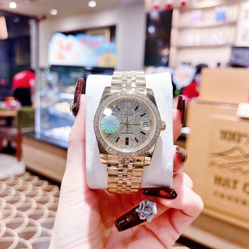 Siêu phẩm đồng hồ thời trang cặp nam nữ rolex full đá cực đẹp LUTOS WATCH