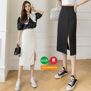 Chân Váy Chữ A Dài, Chân Váy Midi Lưng Cao Xẻ Tà Thời Trang Mùa Hè Phong Cách Hàn Quốc Trẻ Trung, Năng Động.