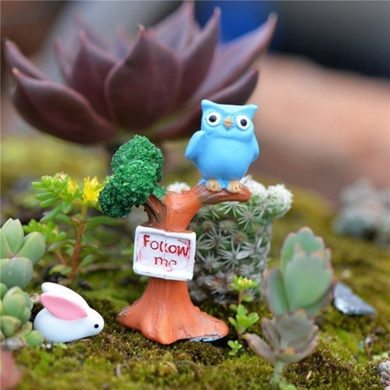 1 Đồ trang trí Chim Cú Và Cành Cây Trang Trí Sân Vườn