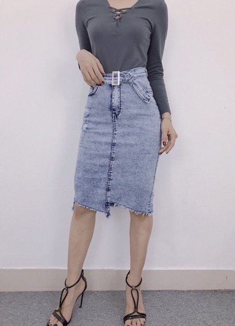 [Mã FASHIONT4WA2 giảm 10K đơn 50K] CHÂN VÁY JEAN BÚT CHÌ 2364 | BigBuy360 - bigbuy360.vn