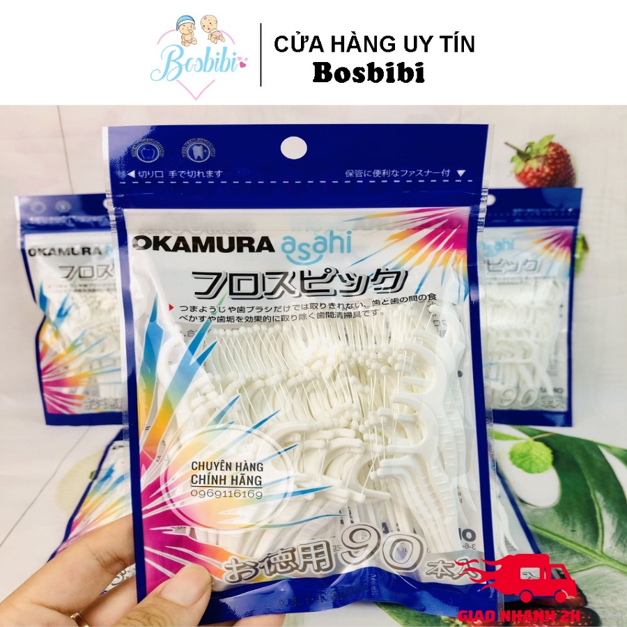 Tăm kẽ chỉ nha khoa okamura chất lượng Nhật Bản (Bịch 50 cây/90 cây)