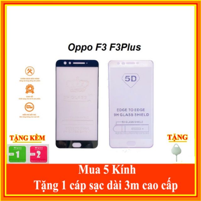 Kính Cường Lực 9D Full Màn Hình Các Dòng Oppo Giá Tốt - Oppo F1s/F3/F3 Plus/F5/F7/F9 - Tặng kèm giấy lau màn hình