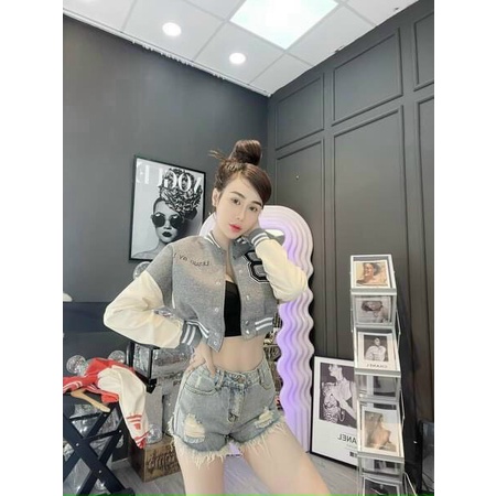 ÁO KHOÁC BOMBER NỮ  PHONG CÁCH CROPTOP THÊU HỌA TIẾT CHỮ B XINH LUNG LINH ĐỦ MÀU SẮC THỜI TRANG VALENTINA