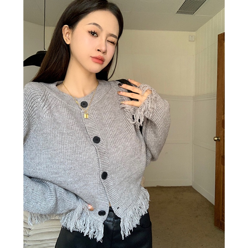 Áo Khoác Len Cardigan Tay Dài Dáng Rộng Thời Trang Thu Đông Cho Nữ