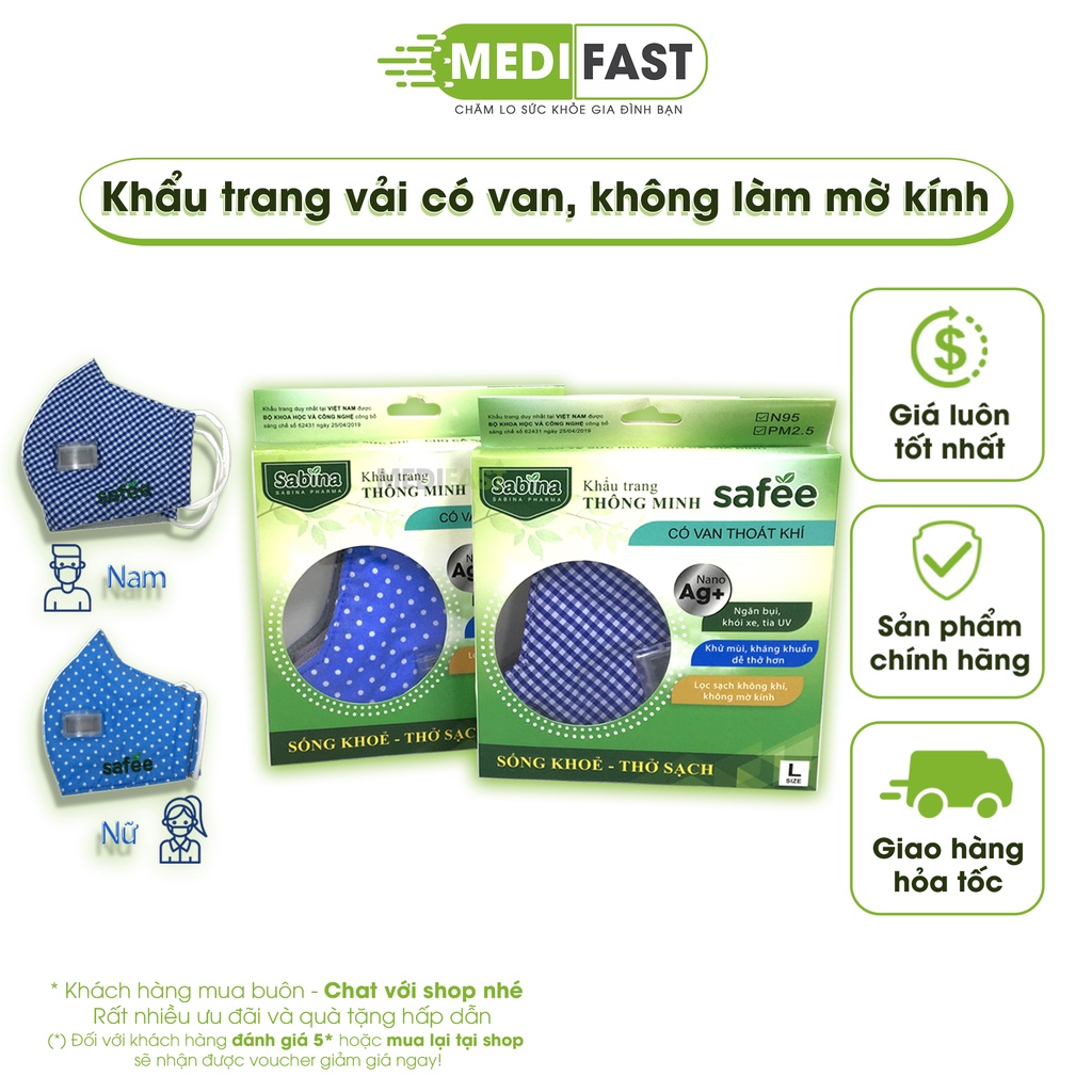 Khẩu trang vải kháng khuẩn Safee - cao cấp, ngăn ngừa bụi bẩn, an toàn, tiện lợi