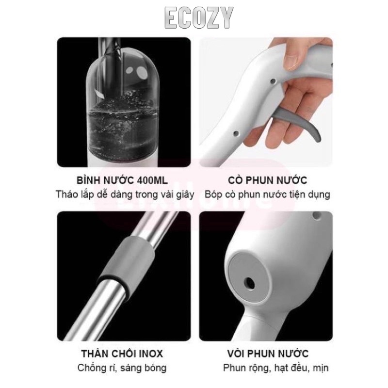 Chổi lau nhà Cây lau nhà tự vắt thông minh phun sương Aurora nhập khẩu ECOZY xoay 360 độ