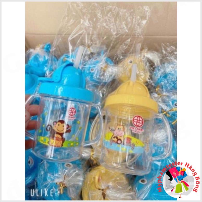 CỐC TẬP HÚT NƯỚC CHO BÉ CÓ TAY CẦM VÀ ỐNG HÚT 280ML VIỆT NHẬT-MADE IN VIETNAM