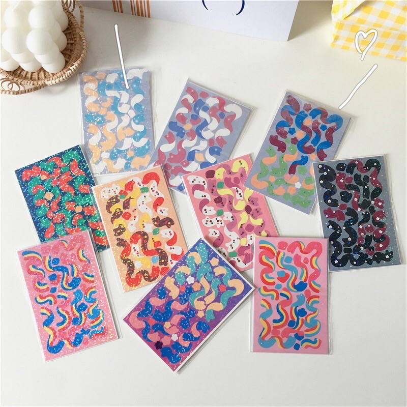 Stickers hình ruy băng lấp lánh decor sổ