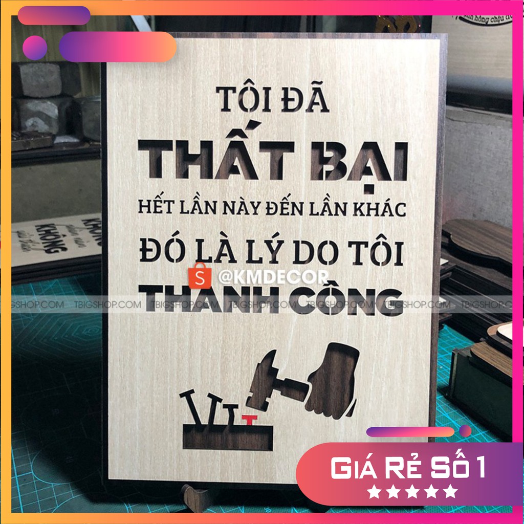 [Tranh danh ngôn đẹp nhất] [COMBO 08] Bộ 2 tấm tranh gỗ treo văn phong tạo động lực nói về sự cố gắng