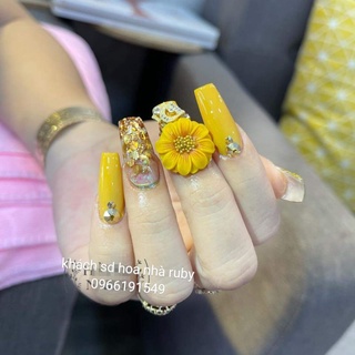 hoa bột Hướng Dương  đính móng chân