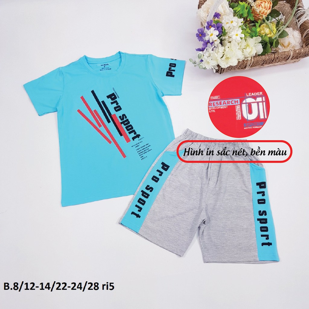 Bộ quần á0 bé Nam BinBin Shop chất liệu 100% Cotton in Pro Sport, chất vải thoáng mát, form chuẩn bé từ 25kg đến 50kg