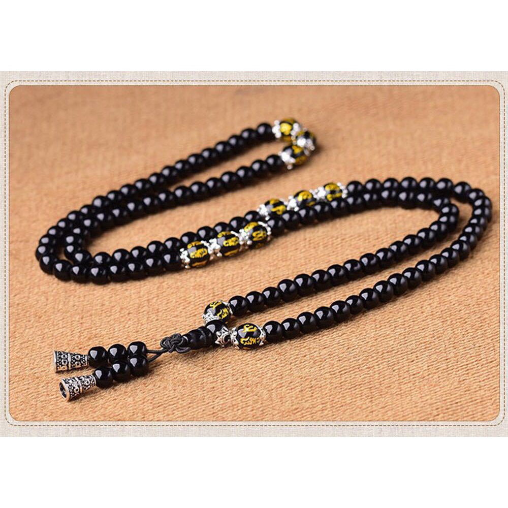 Vòng Tay Chuỗi 108 Hạt Đá Núi Lửa Phối Mặt Hình Mắt Hổ Thời Trang Cho Nam Và Nữ